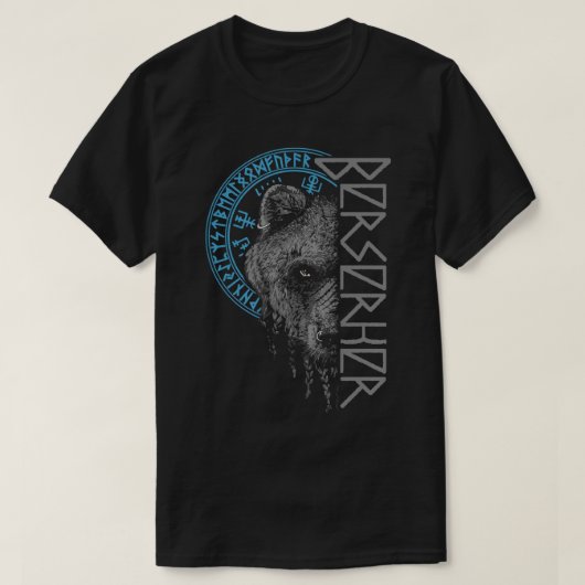 Berserk Beer Warrior Odin runt Norse Compass Viki T-shirt (Design voorkant)