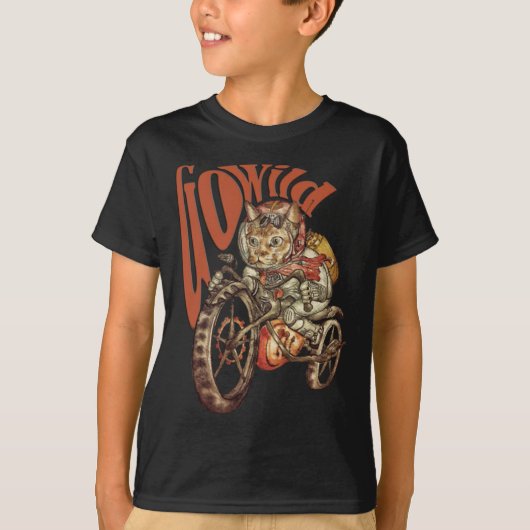 Berserk Steampunk Motorcycle Cat Go Wild T-Shirt.p T-shirt (Voorkant)