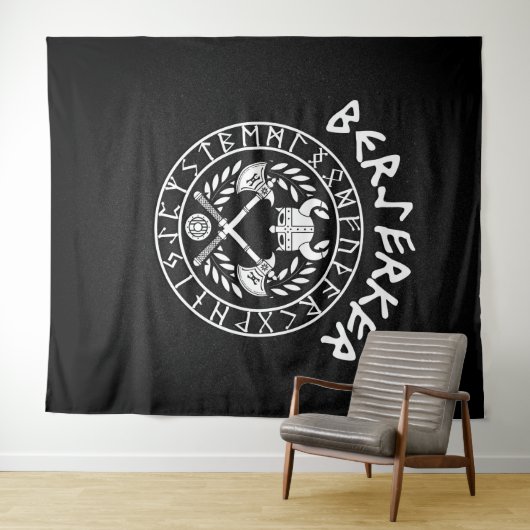 Berserk Vikings Germanic runt Norse mythologie Wandkleed (In Situ (horizontaal))