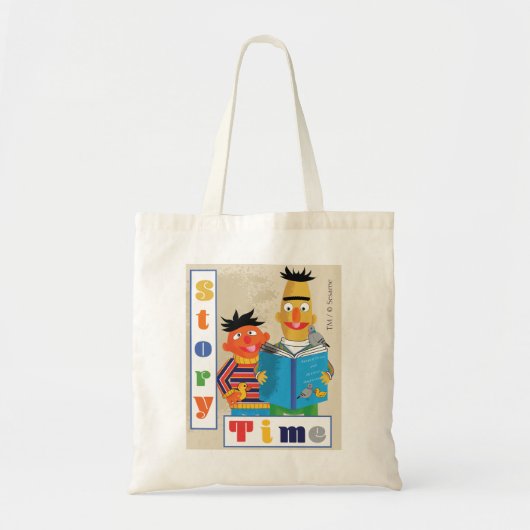 Bert en Ernie Bibliotheek Verhaaltijd Tote Bag (Voorkant)