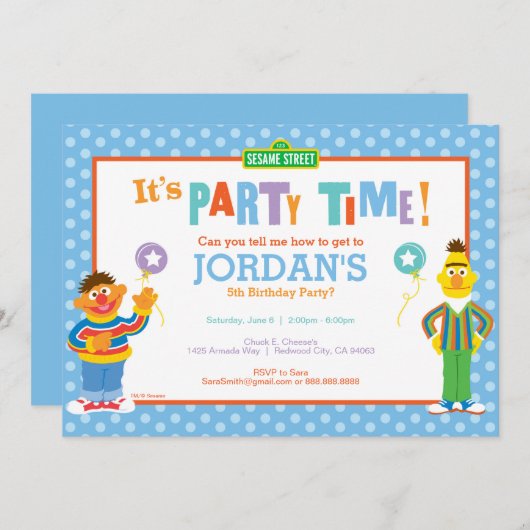 Bert en Ernie Birthday Kaart (Voorkant / Achterkant)