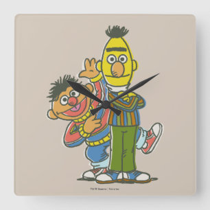 Bert en Ernie Classic Style Vierkante Klok