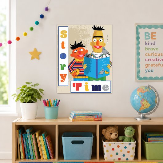 Bert en Ernie Klaslokaal Lezen Poster