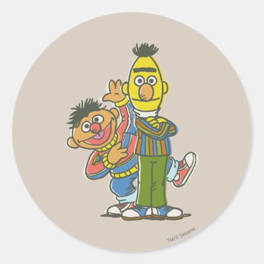 Bert en Ernie klassieke stijl Ronde Sticker (Voorkant)