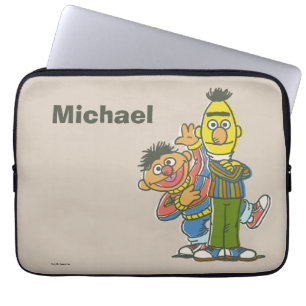 Bert en Ernie Klassieke Stijl Voeg uw naam toe Laptop Sleeve