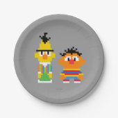 Bert en Ernie Pixel Art Papieren Bordje (Voorkant)