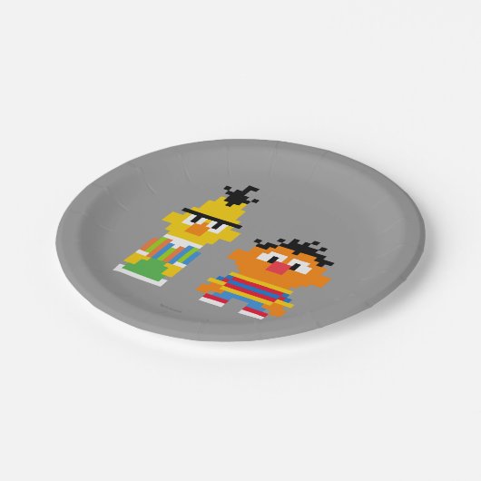 Bert en Ernie Pixel Art Papieren Bordje (Gekanteld)