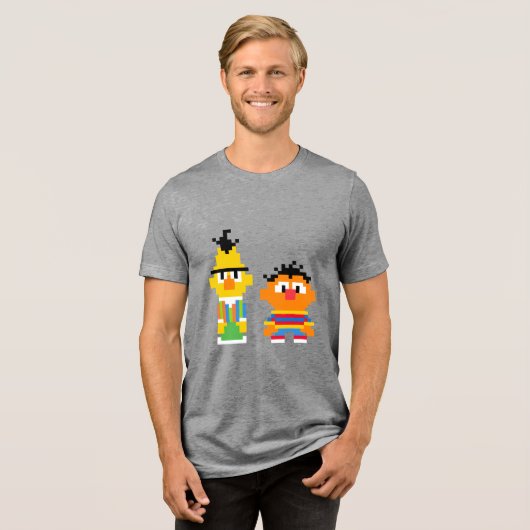 Bert en Ernie Pixel Art Tri-Blend Shirt (Voorkant volledig)