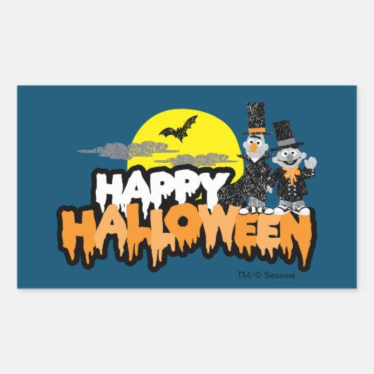 Bert en Ernie | Prettig Halloween Rechthoekige Sticker (Voorkant)