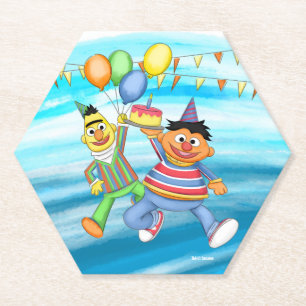 Bert en Ernie Verjaardagsballonnen Kartonnen Onderzetters