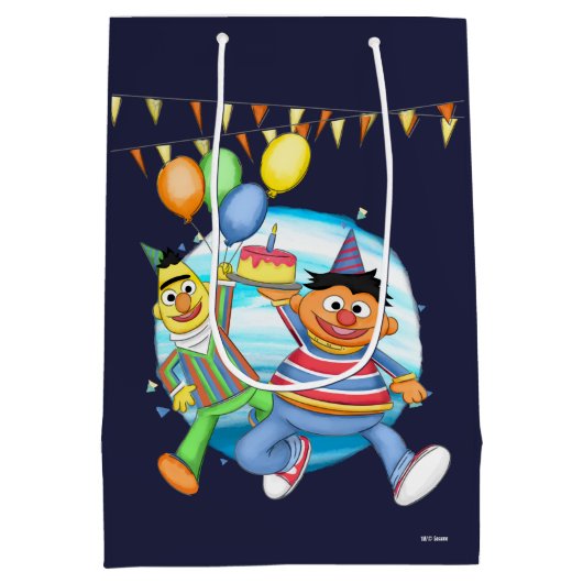 Bert en Ernie Verjaardagsballonnen Medium Cadeauzakje (Achterkant)