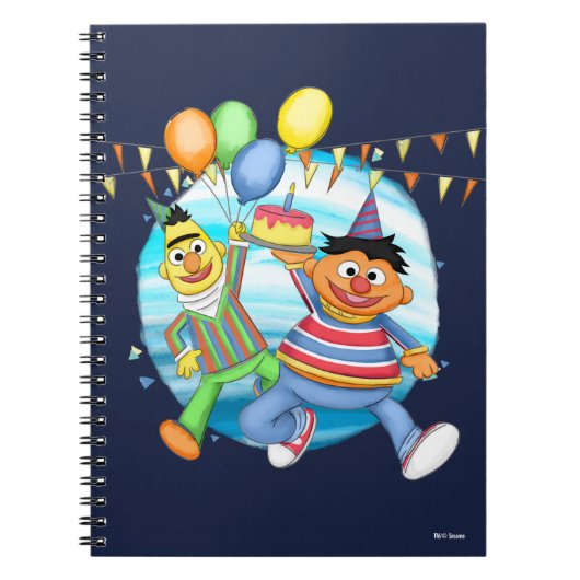 Bert en Ernie Verjaardagsballonnen Notitieboek (Voorkant)