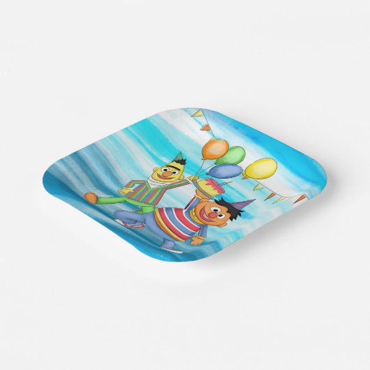 Bert en Ernie Verjaardagsballonnen Papieren Bordje (Gebogen)