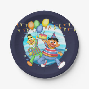 Bert en Ernie Verjaardagsballonnen Papieren Bordje