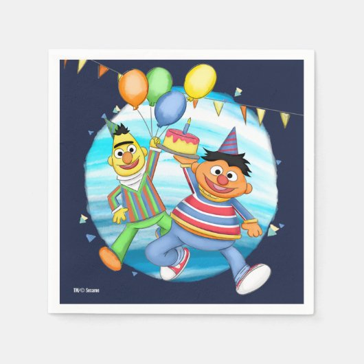 Bert en Ernie Verjaardagsballonnen Servet (Voorkant)