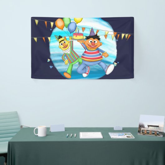 Bert en Ernie Verjaardagsballonnen Spandoek (Beurs)