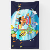 Bert en Ernie Verjaardagsballonnen Spandoek (Verticaal)