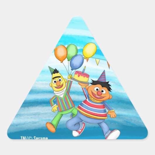 Bert en Ernie Verjaardagsballonnen Sticker (Voorkant)