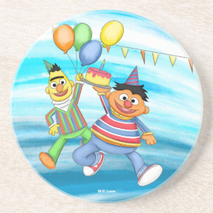 Bert en Ernie Verjaardagsballonnen Zandsteen Onderzetter