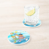 Bert en Ernie Verjaardagsballonnen Zandsteen Onderzetter (Zijkant)