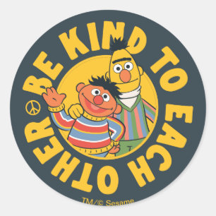 Bert en Ernie   Wees aardig tegen elkaar Ronde Sticker