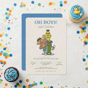 Bert & Ernie Tweeling Jongens Baby Shower Uitnodig Kaart