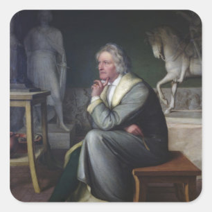 Bertel Thorvaldsen in zijn studio in Rome, 1834 Vierkante Sticker