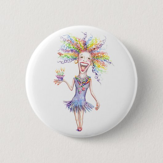 Bertha de Birthday Broad Buttonnen! Ronde Button 5,7 Cm (Voorkant)