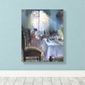 Bertha Wegmann - vrouw die in het binnenland naait Canvas Afdruk (Insitu (Houten vloer))