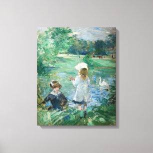 Berthe Morisot - Aan de rand van een meer Canvas Afdruk