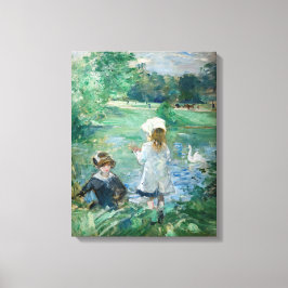 Berthe Morisot - Beside a Lake Canvas Afdruk