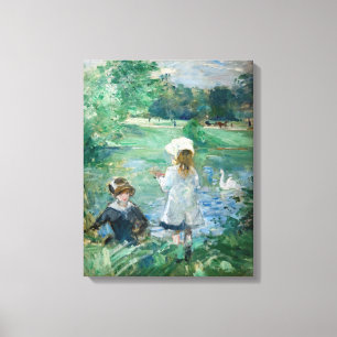 Berthe Morisot - Beside a Lake Canvas Afdruk