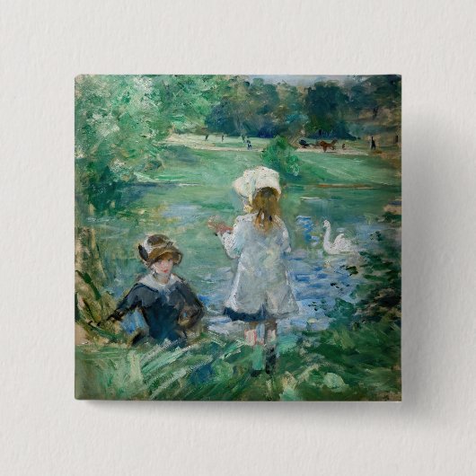Berthe Morisot - Beside a Lake Vierkante Button 5,1 Cm (Voorkant)