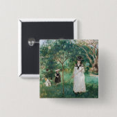 Berthe Morisot - De Butterfly Hunt Vierkante Button 5,1 Cm (Voorkant /achterkant)