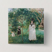 Berthe Morisot - De Butterfly Hunt Vierkante Button 5,1 Cm (Voorkant)