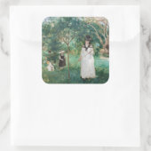Berthe Morisot - De Butterfly Hunt Vierkante Sticker (Tas)