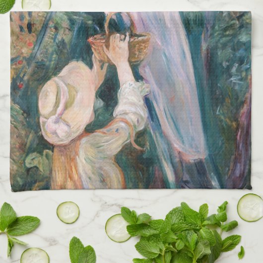 Berthe Morisot - De Cherry Picker Theedoek (Gevouwen)