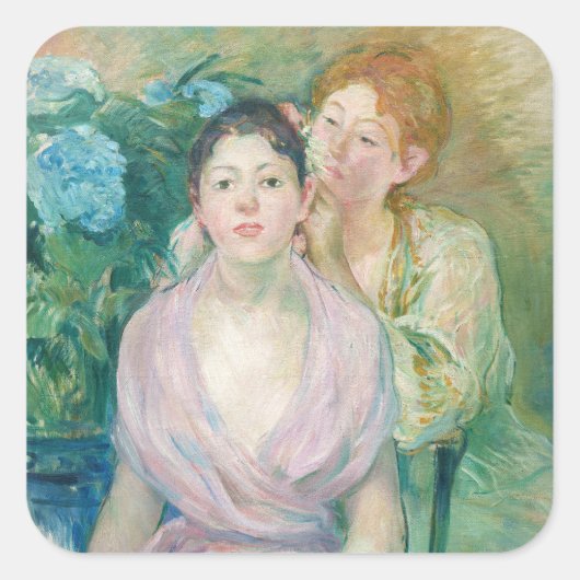 Berthe Morisot - De Horstensia / De twee zussen Vierkante Sticker (Voorkant)