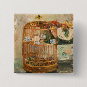 Berthe Morisot - De kooi Vierkante Button 5,1 Cm