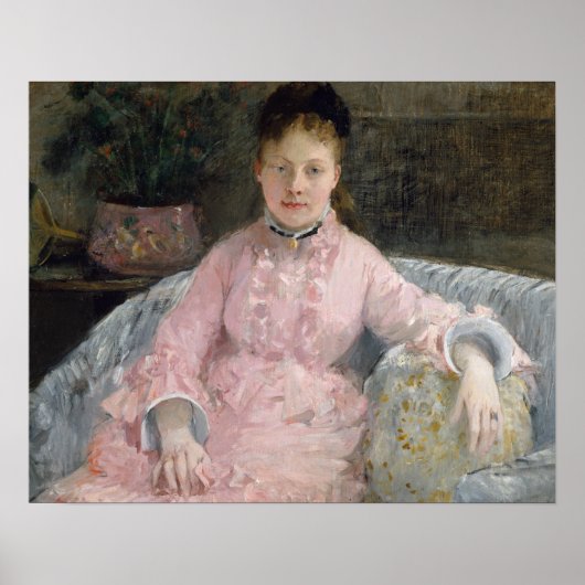 Berthe Morisot - de roze dress Poster (Voorkant)