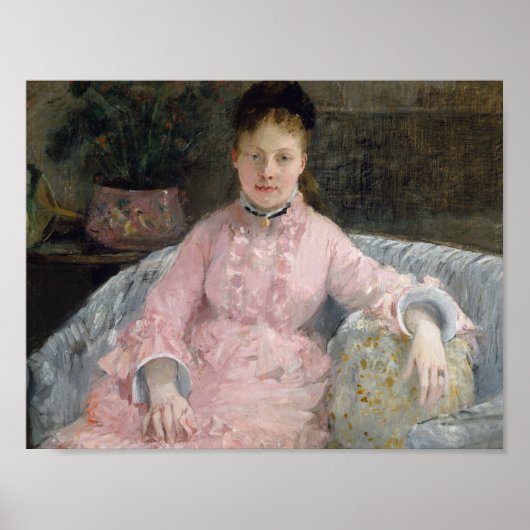 Berthe Morisot - de roze dress Poster (Voorkant)