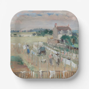 Berthe Morisot - De was ophangen om te drogen Papieren Bordje