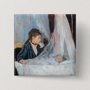 Berthe Morisot - De Wieg / Le Berceau Vierkante Button 5,1 Cm