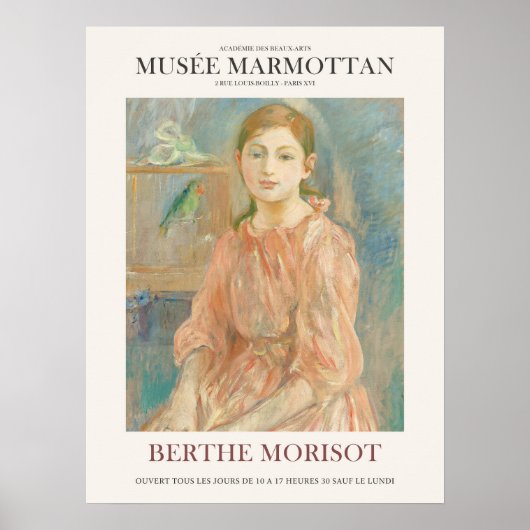 Berthe Morisot Dochter met Parakeet Art Print (Voorkant)