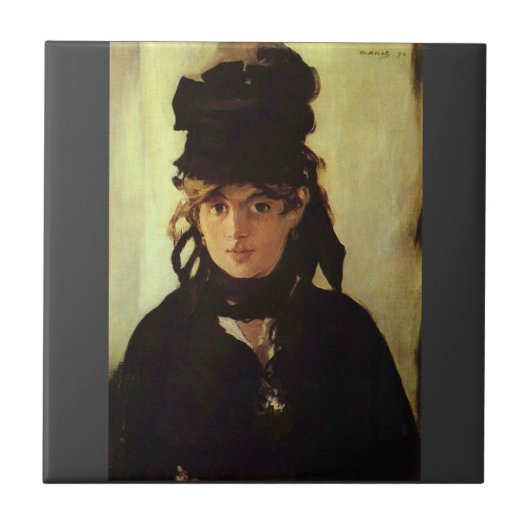 Berthe Morisot door Edouard Manet Tegeltje (Voorkant)