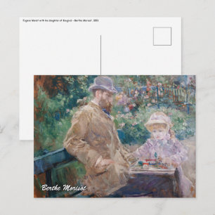 Berthe Morisot - Eugene Manet met zijn dochter Briefkaart