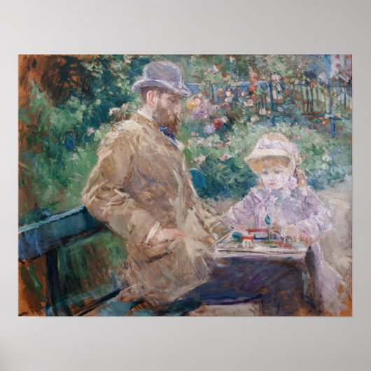 Berthe Morisot - Eugene Manet met zijn dochter Poster (Voorkant)