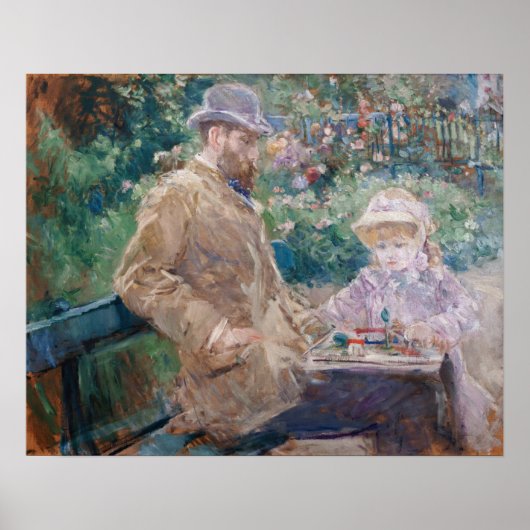 Berthe Morisot - Eugene Manet met zijn dochter Poster (Voorkant)