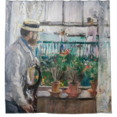 Berthe Morisot - Eugene Manet op het eiland Wight Douchegordijn (Voorkant)