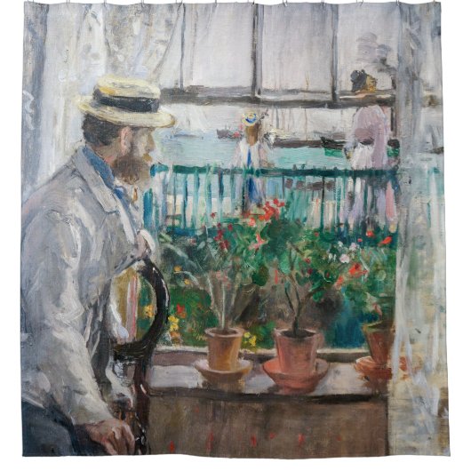 Berthe Morisot - Eugene Manet op het eiland Wight Douchegordijn (Voorkant)